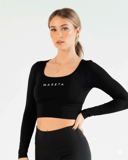 Crop Negro Compression para Mujer