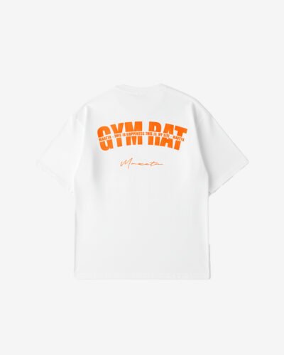 Polo Blanco con letras Naranja Gym Rat | Unisex
