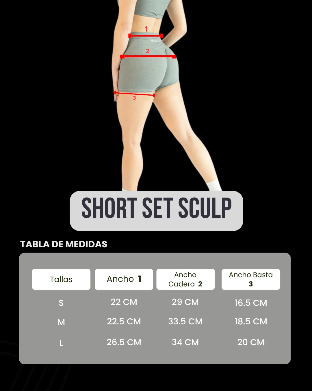 Short Negro Set Sculp | Mujer - Imagen 4